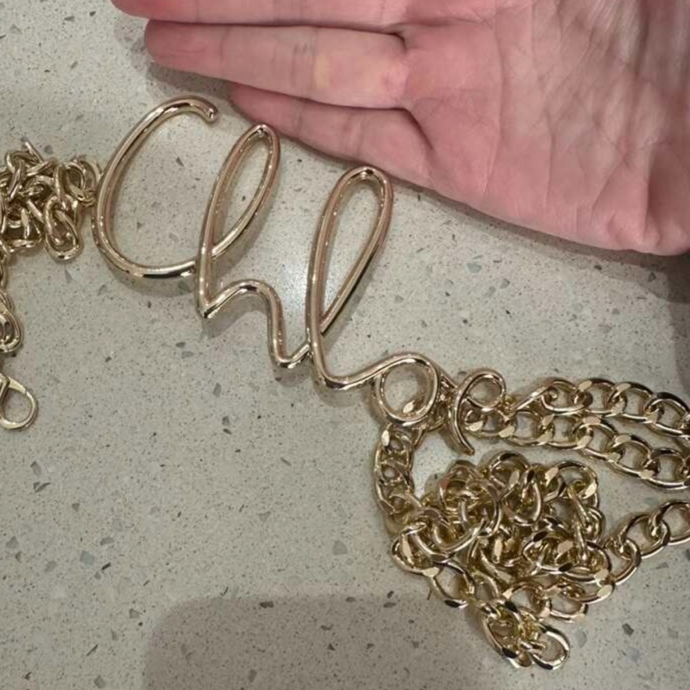 Gold Script Logo Chain Belt - Picture 5 of 5